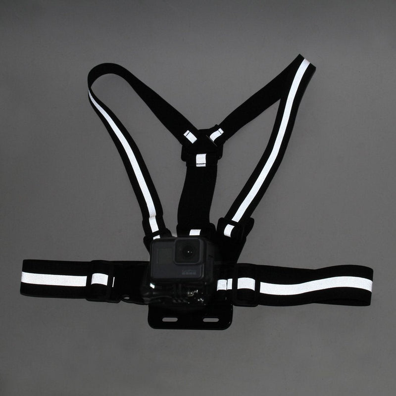 SOONSUN Chest Mount Harness Compatible with GoPro Hero 10 9 8 7 6 5 4 3 2 Fusion Session AKASO SJCAM DJI OSMO Action Camera – Fully Adjustable Chest Strap Mount with Reflective Belt