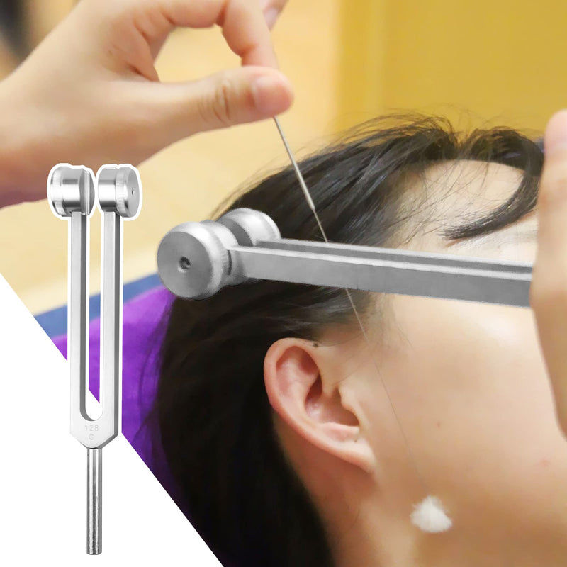 Tuning Fork Set 3 Pcs 128Hz 256Hz 512Hz Tuning Forks for Healing Chakra Set with Reflex Hammer Gift for Buddhists Yoga Teacher Sound Healer