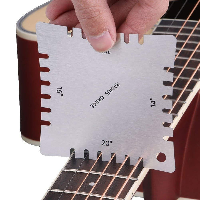 KAISH Set of 4 Stainless Steel Guitar Notched Radius Gauge Fingerboard Fretboard Measuring Luthier Tool