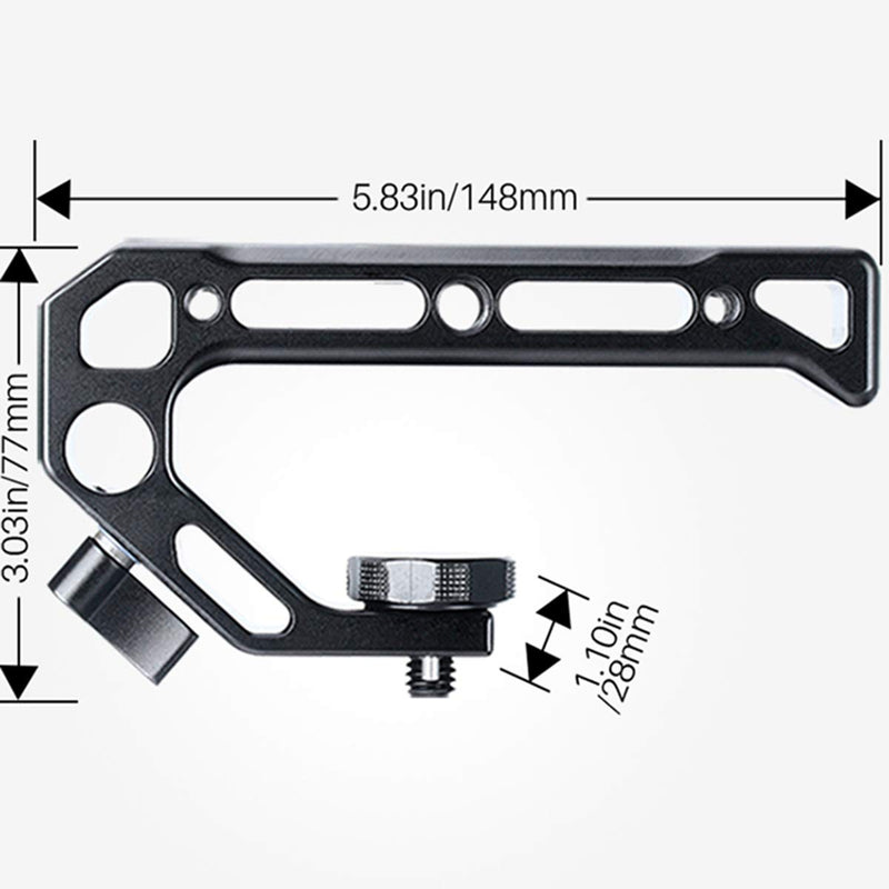 UURig R008 Camera/DSLR Top Handle ARRI Hole Connection Grip for Sony A6400 6300 Camera Cage Low Angle Shots 4 Cold Shoe Mount Microphone 15MM NATO Rail Rod Clamp Tube Hole, Video Film Making Accessory