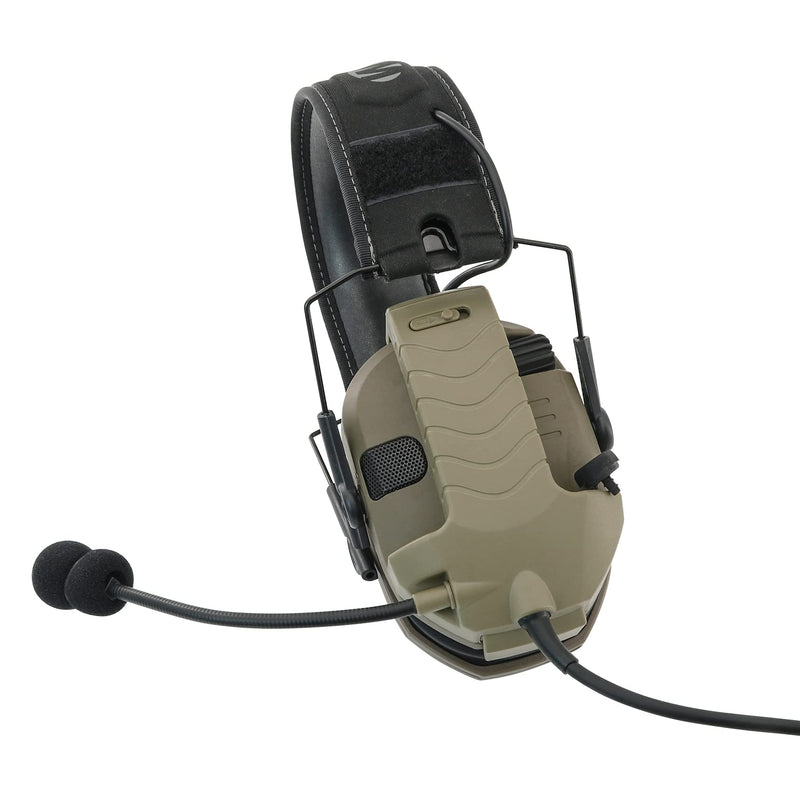 TSVISIONCORE Microphone & PTT for Walker's Razor Noise Cancelling Headphones Airsoft Tan