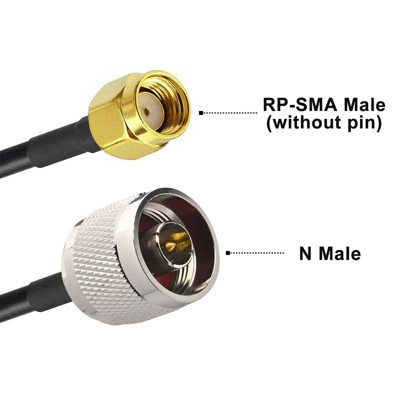 YOTENKO N Male to RP-SMA Male Lora Antenna Cable Reverse SMA N Male Pigtail 10M Low Loss for Receiver,3G/4G/LTE/GPS/Hotspot/WiFi Router/WiFi Extender/to Antenna 32.8ft/10m