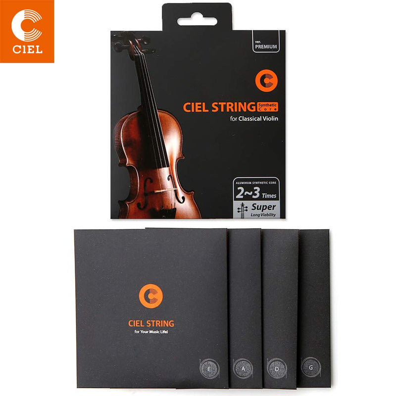 CIELmusic Violin Strings, Violin String Set, Silver Strings, Synthetic Core, Aluminum Wound, G-D-A-E 1 Set, All(4/4, 3/4, 1/2 and other) Scale Applicable