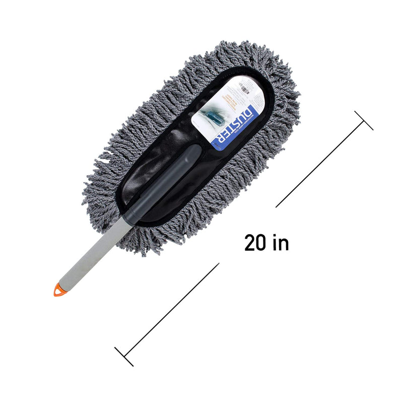 MyRide Microfiber Hand Duster for Cleaning with Handle, 20” Long Pole Dusters for Car Interior and Exterior, Home, Blinds, Ceiling Fan, Desk, Electronics, Washable Head