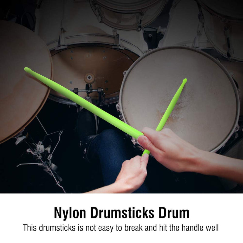 Drum Stick Nylon Drum Sticks Non-slip Durable Practice Musical Instrument Accessories for Jazz Acoustic Music Lover Green