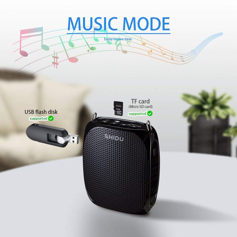 Portable Voice Amplifier SHIDU Personal Speaker Microphone Headset Rechargeable Mini Pa System for Teachers Tour Guides Coaches Classroom Singing Yoga Fitness Instructors Black