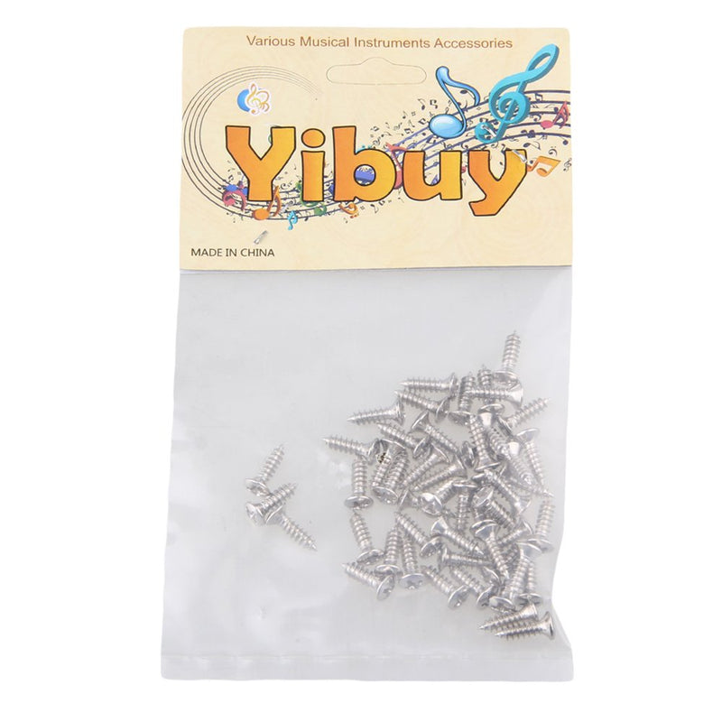 Yibuy Chrome Hard Guitar Bass Mounting Screws for Scratchplates Pickguard Set of 50