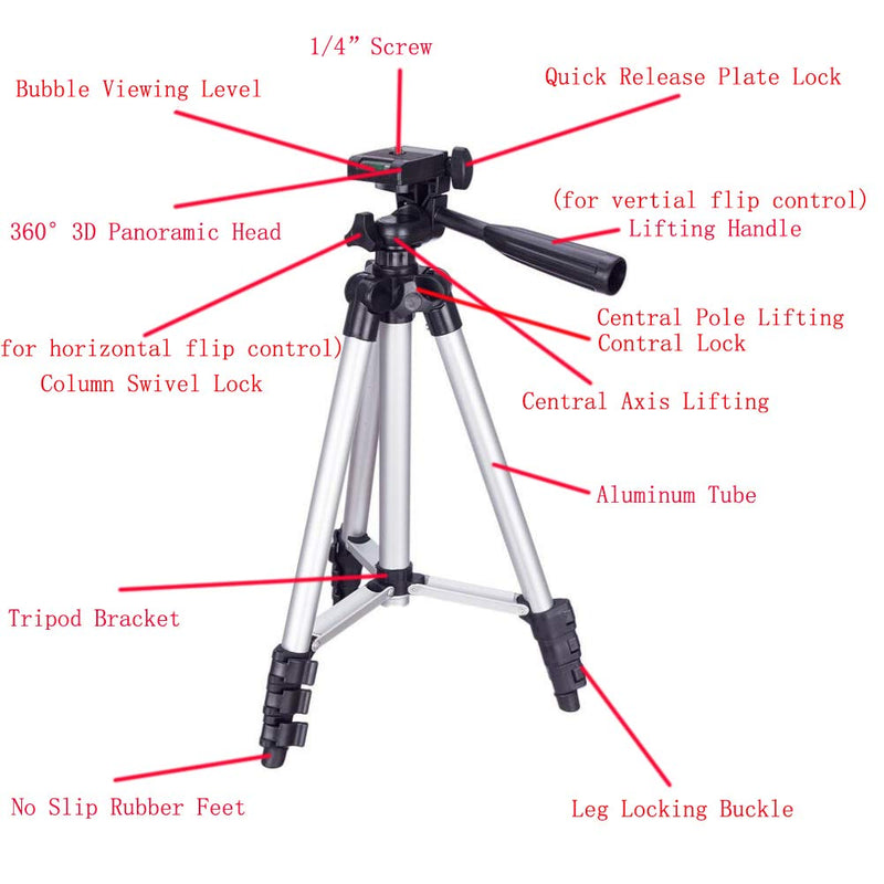 Walway Foldable Lightweight Aluminum Travel Tripod for Most Video Camera/Digital Camera/GoPro/Smartphones and DSLR, with Carrying Bag
