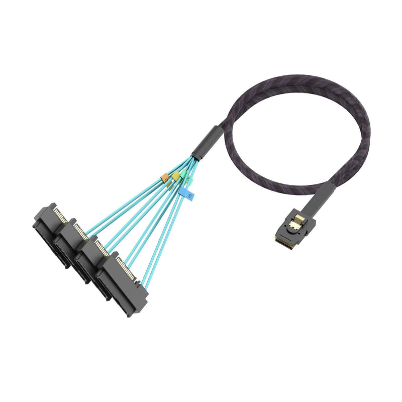WORDIMA Mini SAS HD Cable, Internal Mini SAS HD SFF-8087 Host to SFF-8482 Target Hard Disk and SATA Power Cable 0.5 Meters