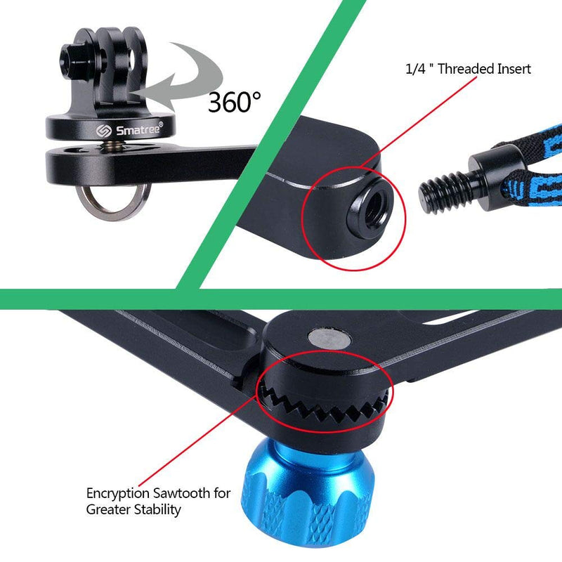 Smatree SmaPole X1 Aluminium Foldable Multi-functional Pole/Monopod for GoPro Hero 5/4/3+/3/2/1/Session/for Compact Cameras (Blue)