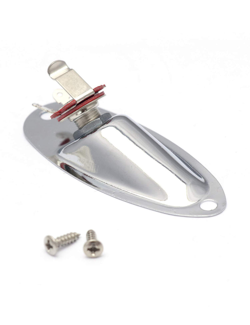 Metallor Output Input Jack Plat Socket with Screws Boat Style for Strat Style Electric Guitar Parts Replacement Chrome. JP 01