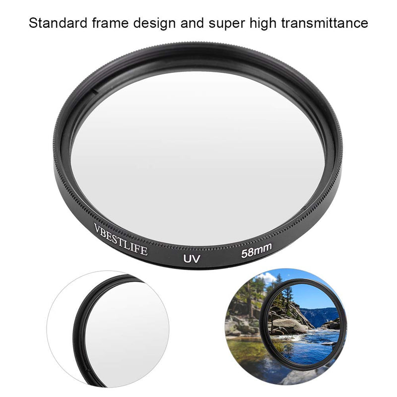 Lens UV Filter, Camera Protecting Filter High Transmittance Lens Protecting Filters for Photographer for DSLR Cameras(58MM) 58MM