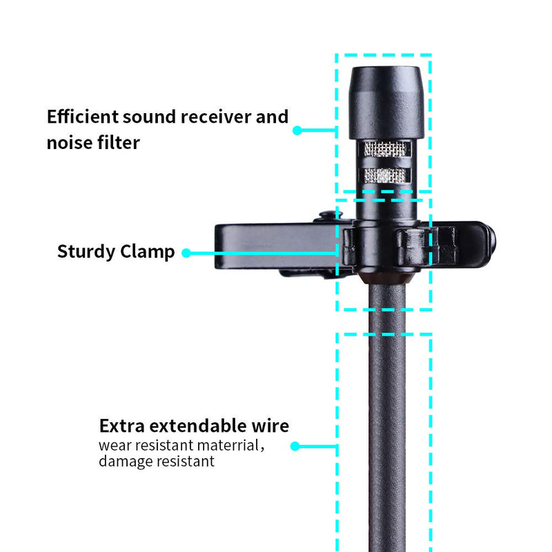 [AUSTRALIA] - FAPO Mini Clip-on Lapel Lavalier Condenser Microphone with 3.5mm Headphone Output Jack, Omnidirectional Condenser Mic Compatible with iPhone and Android Smartphones 