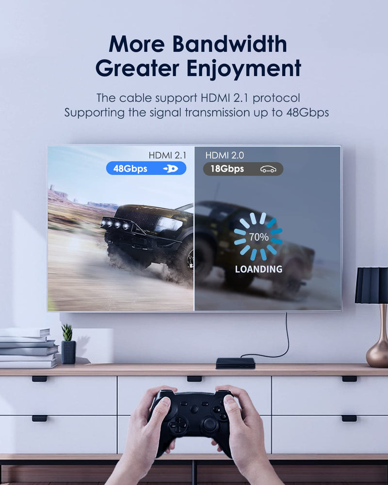 [AUSTRALIA] - LENTION 8K HDMI Cable 6.6ft, 48Gbps Ultra High Speed HDMI to HDMI Cables, 8K@60Hz, 4K@120Hz, HDCP 2.2 & 2.3, eARC HDR10, Compatible with Laptop, Monitor, PS4/5, Xbox One, TV, More(CB-HH21, Space Gray) 
