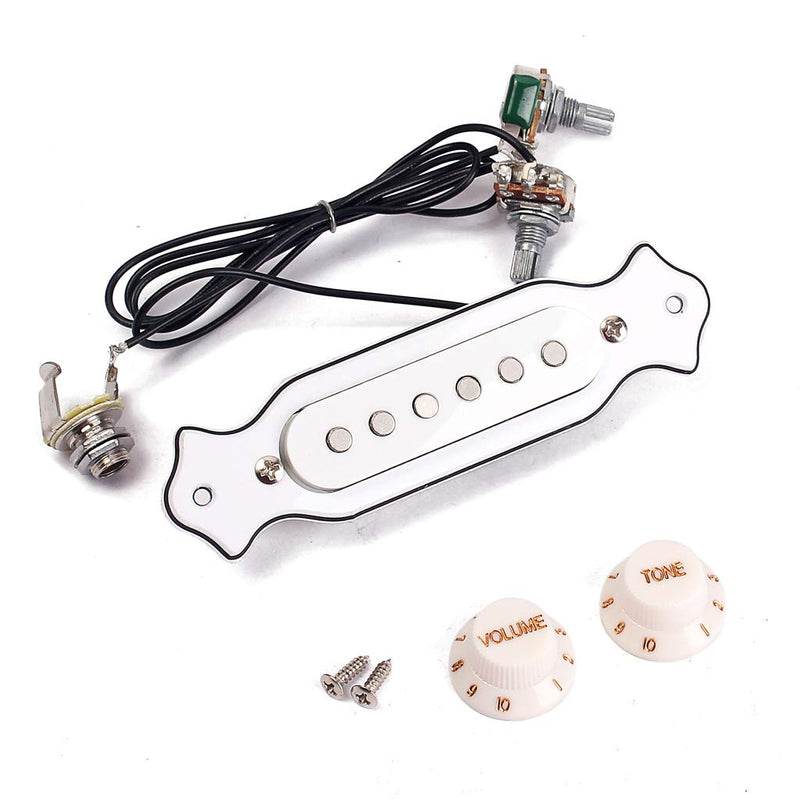 Alnicov White Sound Hole Magnetic Pickup with Tone Volume Knobs for 6 String Folk Acoustic or Electric Guitar
