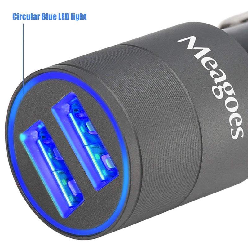 Meagoes Fast USB Car Charger Adapter, with Dual Smart Ports, Compatible for Apple iPhone 8/X/Plus/7/6s/6, Ipad Pro/Mini, Samsung Galaxy S9 Plus/S9/S8/S7, Note 9/8, Google Pixel, Moto Z, LG G7/V40, HTC