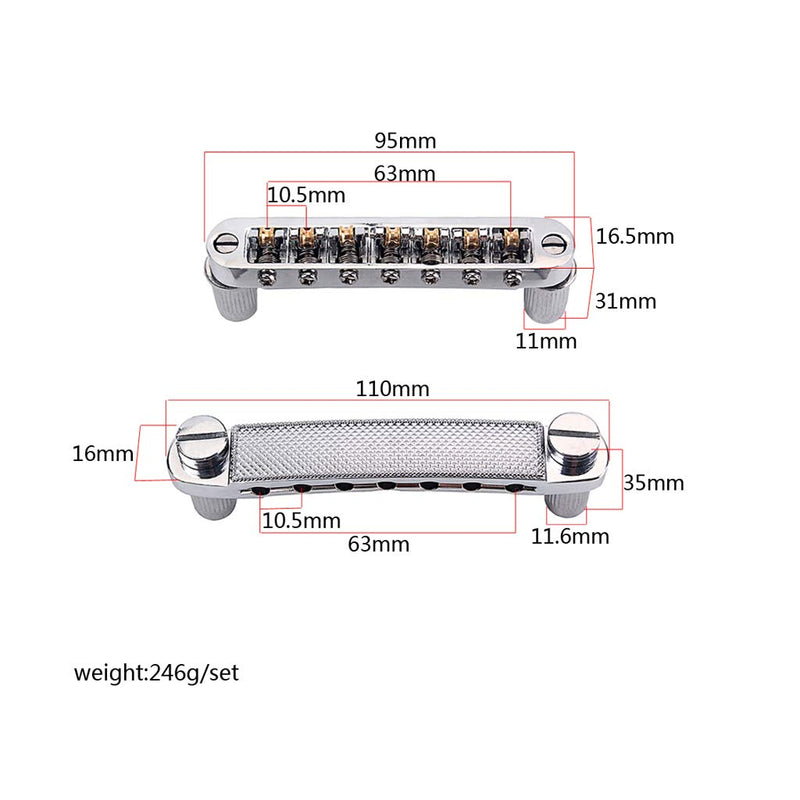 Alnicov Electric Guitar Bridge Tailpiece Roller Bridge Saddle 7 String for LP SG Electric Guitar Replacement Parts(Silver)