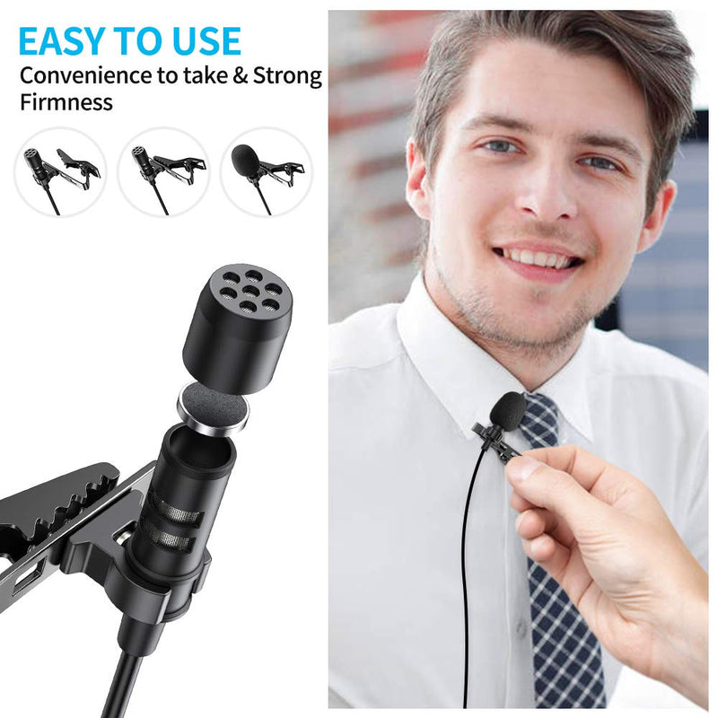 [AUSTRALIA] - Professional Lavalier Lapel Microphone,KINGONE Omnidirectional Condenser Mic Compatible with Phone 7/7 plus/8/8 plus/11/ Pro Max, Phone X/XS for Interview, Studio, Video, Vlogging,YouTube,Recording 