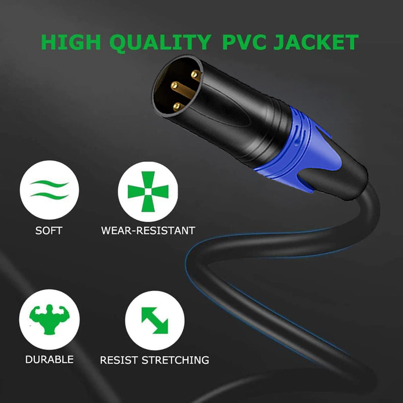 3-Pin XLR Male to Dual 6.35mm 1/4'' TS Mono Microphone Patch Cable, Male XLR to Double 6.35mm TS Y Splitter Converter Cable, Dual 1/4 Inch Mono to XLR Male Mic Audio Adapter Cord for Mixe- (11.8 inch)