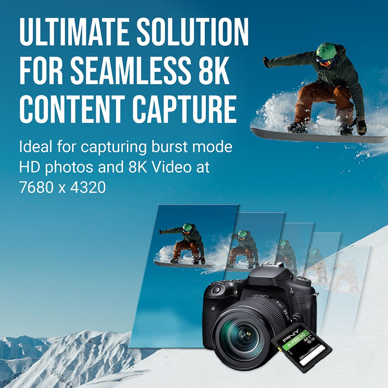 PNY 64GB X-PRO 90 UHS-II SDXC Memory Card - 300MB/s Read, U3, V90, 8K UHD, 4K UHD, Full HD, UHS-II for Professional Photographers & Content Creators, DSLR & Mirrorless Cameras &Advanced Video Cameras
