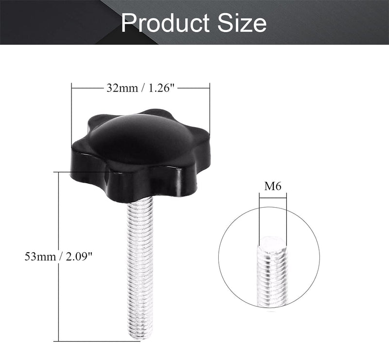 Auniwaig Clamping Handles, Screw Knobs Handgrips, Threaded Steel Revolving Handle Grip, Revolving Handwheel Machine Handle, for Milling Machine Lathe, M6x40mm 10PCS