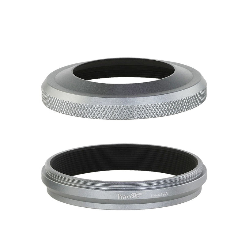 Haoge LH-X49W 2in1 All Metal Ultra-Thin Lens Hood with Adapter Ring Set for Fuji Fujifilm FinePix X70 X100 X100S X100T X100F Silver Replaces Fujifilm LH-X100 AR-X100 LH-X70 for X70 X100 X100S X100T X100F