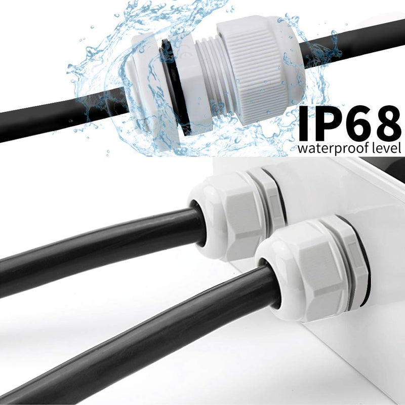 MAKERELE NPT 3/8” Grey Nylon Cable Glands, IP68 Waterproof Strain Relief Cord Connector NPT 3/8" 12PCS