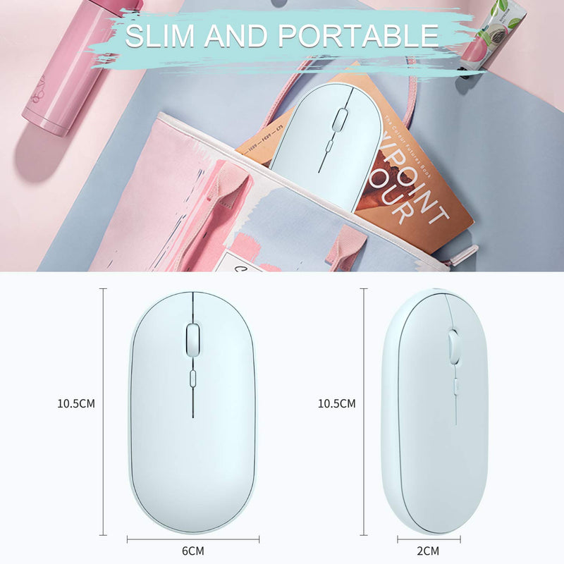 Bluetooth Mouse,Slim Rechargeable Dual Mode(Bluetooth 4.0 + USB) 2.4GHz Wireless Bluetooth Mouse,3 Adjustable DPI,Compatible for MacBook, Laptop, iPad, PC,Computer (Blue) Blue