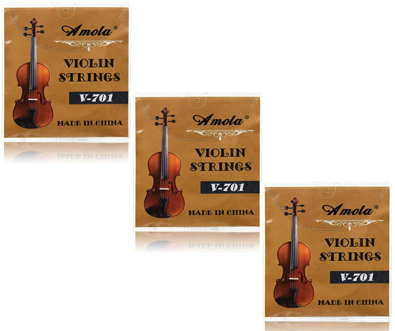 3 Packs Full Set Replacement Stainless Steel 4/4 Size Violin Strings E A D G