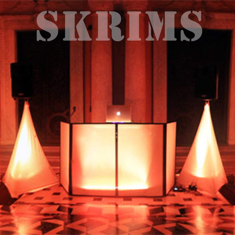 Amazin Gear SKRIMS Speaker Stand Cover 3-Sided Tripod Scrim White 360 Degree DJ Skirt with Cable Management Pass-Thru and Travel Bag