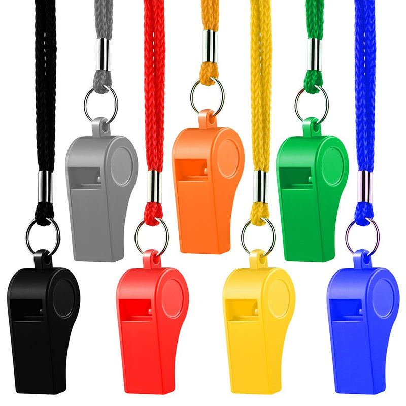 Hipat Whistle, 12 Packs Sports Whistles with Lanyard, Loud Crisp Sound Whistle Bulk Ideal for Coaches, Referees, and Officials 8Colors