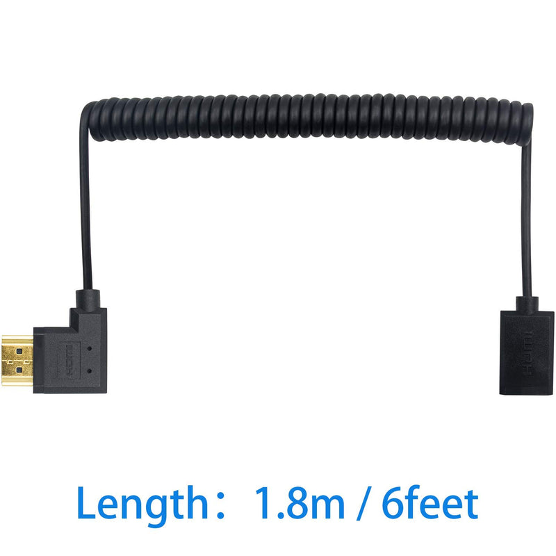 Duttek 4K HDMI Cable, HDMI Extender Cable, Right Angled HDMI to HDMI Coiled Cable Male to Female Compatible for Nintendo Switch, Xbox One S 360, PS5, Roku TV Stick, Blu Ray Player, etc 1.8M/6 Feet Right Angled Male to Female 1.8M