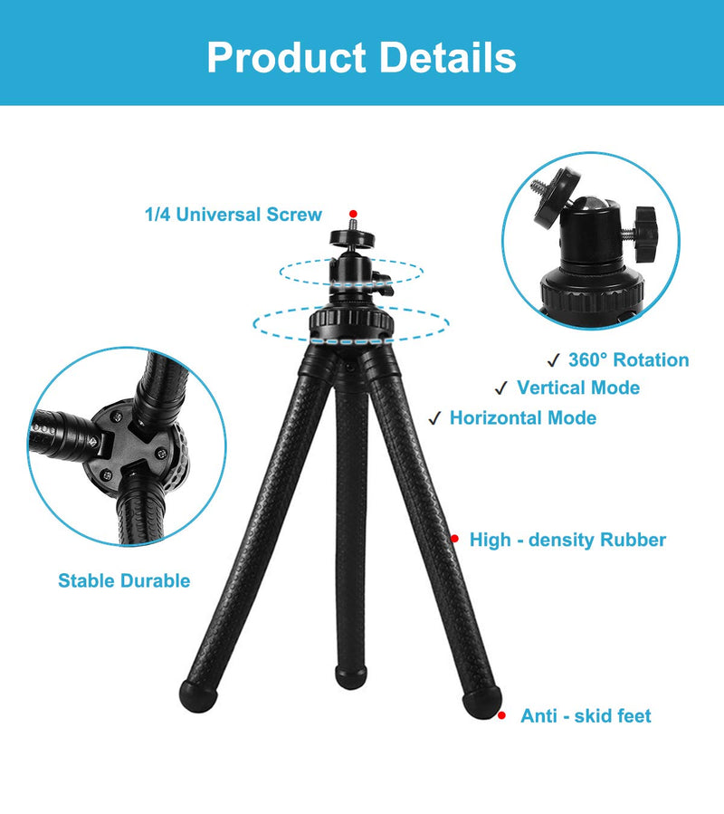 Flexible Phone Tripod, Outdoor Travel GoPro Tripod with Bluetooth Remote, Flexible Wrappable Smartphone Mini Stand for iPhone 12 11 Pro X Xs Max 8 7 Plus, Samsung S20 S10 S9 S8 Android DSLR Camera