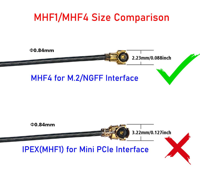 2 x 8dBi 2.4GHz 5.8GHz Dual Band WiFi Antenna IPEX MHF4 Internal Antenna with 50cm Cable for M.2 7265 8265 9260 9560 AX200 Wireless WLAN Card