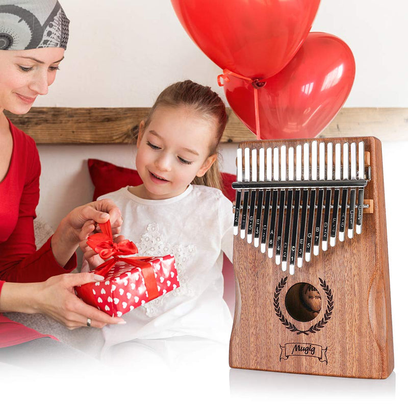 Kalimba 17 Keys, Mugig Portable Thumb Piano, Mahogany Wood Mbira Sanza with Case and Tune Hammer, Gifts for Kids Adults Beginners Professionals