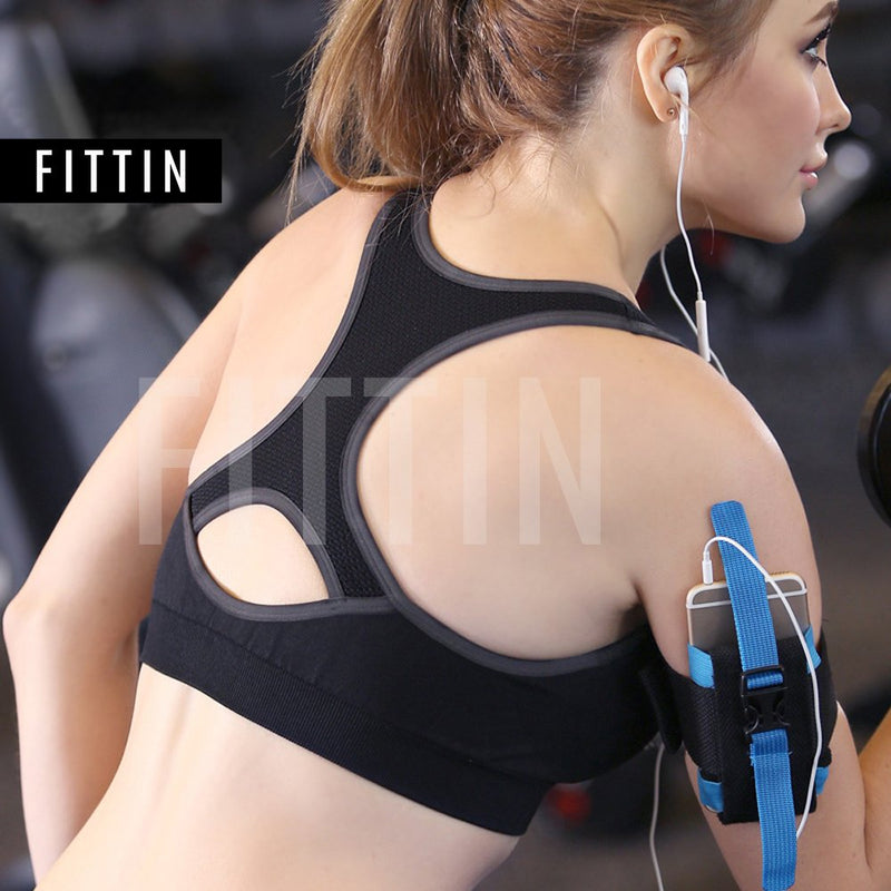 FITTIN Racerback Sports Bras for Women- Padded Seamless High Impact Support for Yoga Gym Workout Fitness Black Small