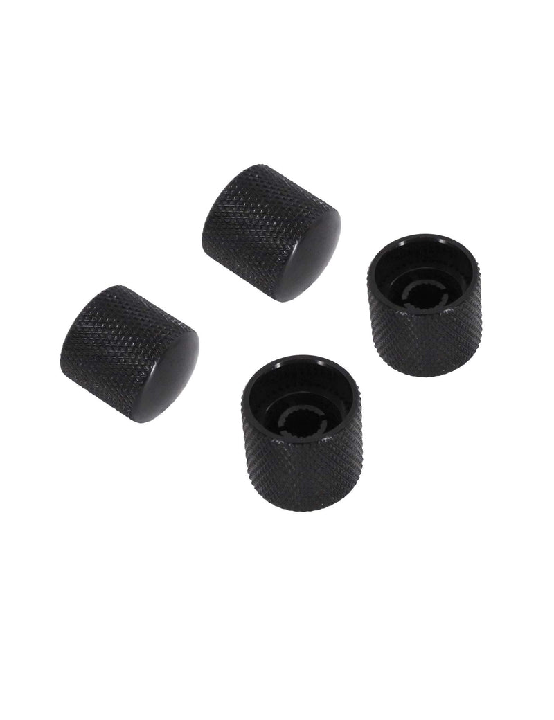 Metallor Guitar Tone Volume Control Knobs Knurled Metal 18mm Diameter Dome Style Compatible with 6mm Solid Shaft Tele Telecaster Style Electric Guitar or Bass Set of 4Pcs Black.