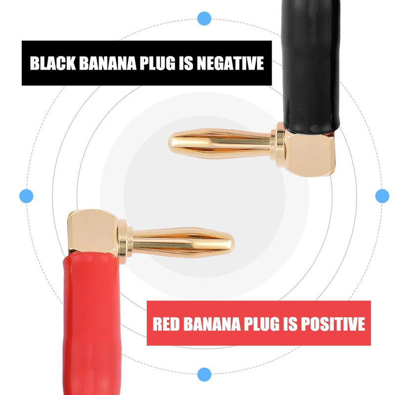Garsent Pure Copper Speaker Wire with Gold Plated Banana Plugs,Speaker Cable Right Angle L Type Banana Plugs(3M) 3M