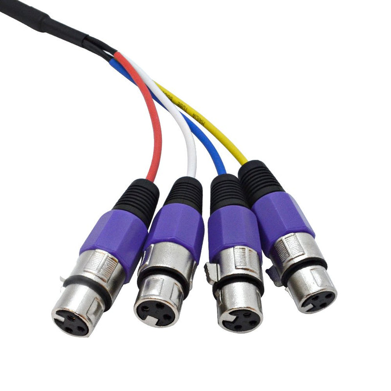 [AUSTRALIA] - Seismic Audio - SASN4P - 4 Channel 2 Foot XLR Snake Cable with Purple Cable Shell - Balanced Shielded Audio Frequency Control Patch Cable Snake 2' 