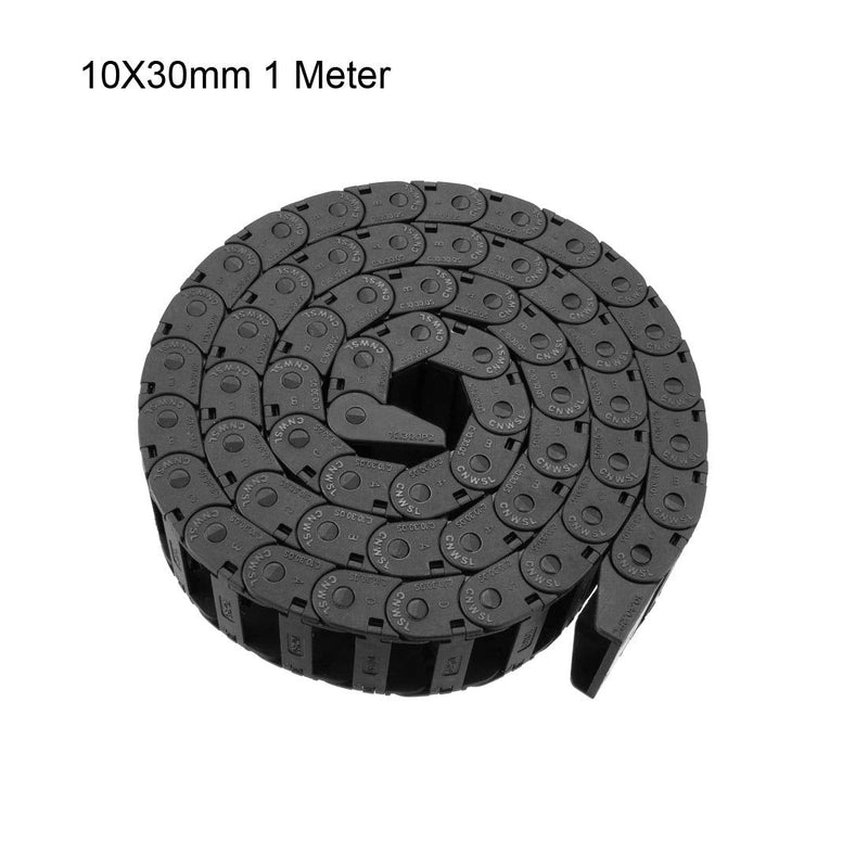 uxcell Drag Chain Cable Carrier Open Type with End Connectors 10X30mm 1 Meter Plastic for Electrical CNC Router Machines 10mmX30mm