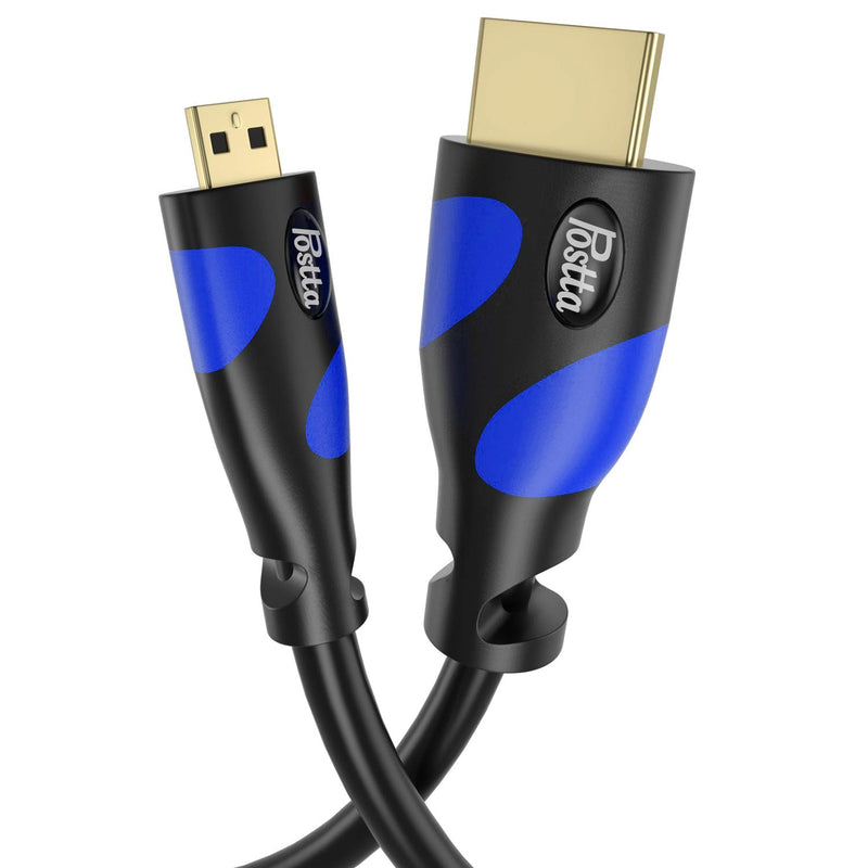 Micro HDMI Cable 15 Feet Postta Micro HDMI to HDMI Adapter Cable Support 4K,1080P,3D,Ethernet-Blue 15FT Blue
