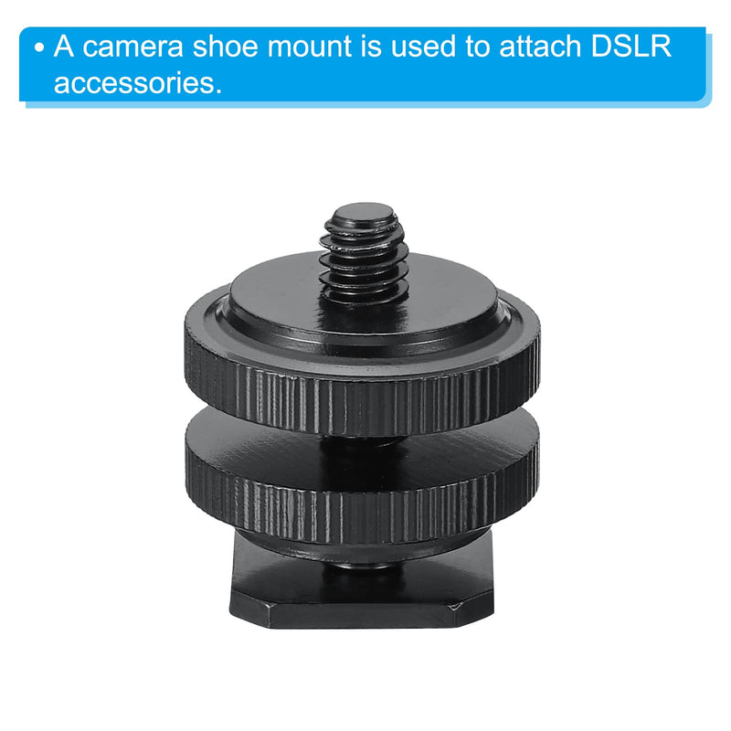 PATIKIL 1/4"-20 Camera Hot Shoe Mount, 2 Pack Flash Cold Shoe Mount Tripod Screw Adapter for DSLR Rig Black