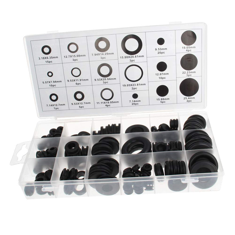 Auniwaig 125Pcs Rubber Grommet Assortment Set Armature Rubber Hole Grommet O Ring Firewall Wiring Gasket Kit Oil Resistant Rubber Wire Grommets for for Automotive, Plumbing, and PC Hardware/Piano