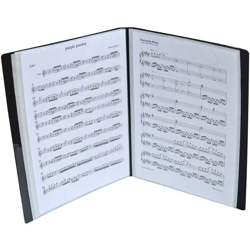 Sheet Music Folder, Plastic A4 Storage Rack for Treble Clef Sheet Music, Black