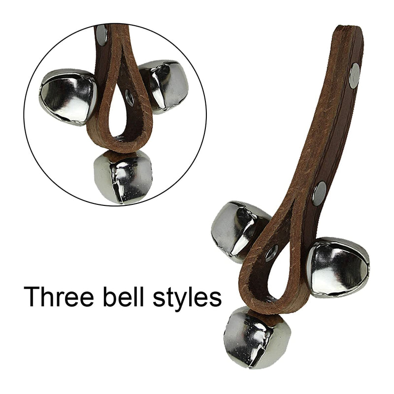 2 Pcs Leather Jingle Bell Shakers Stick Handbell Wrist Band Bells Tambourine Musical Rhythm Bells for Party Dance Props