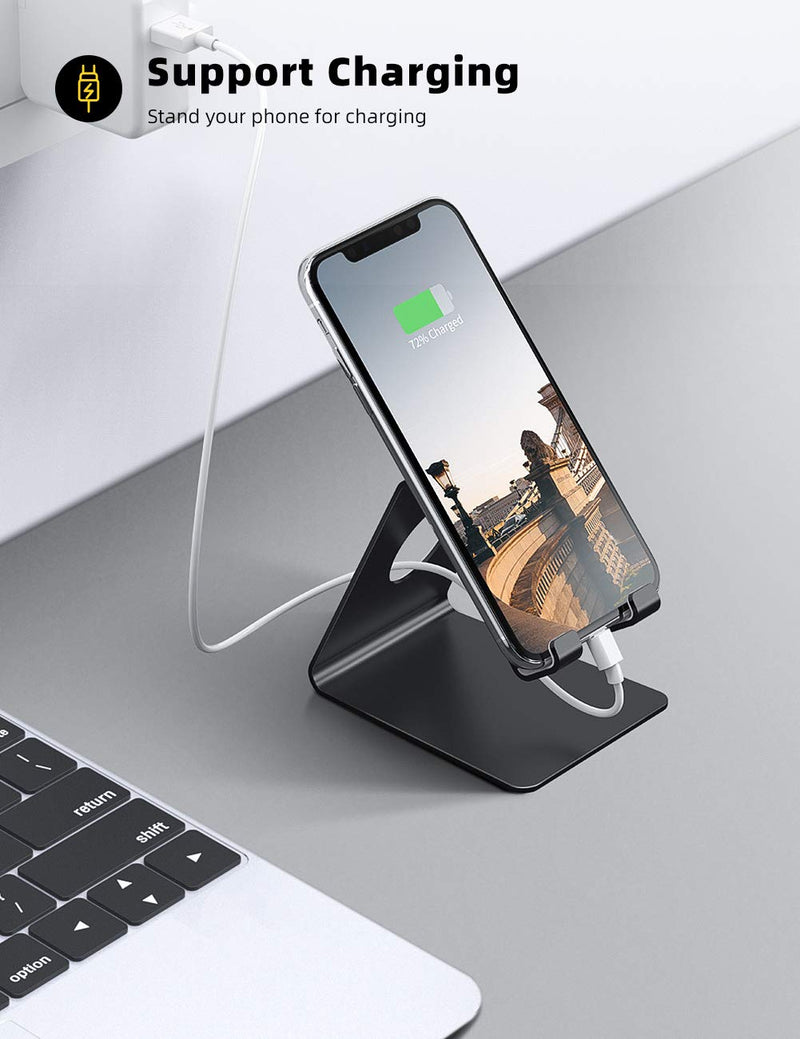 Lamicall Cell Phone Stand, Phone Dock: Cradle, Holder, Stand for Office Desk - Black