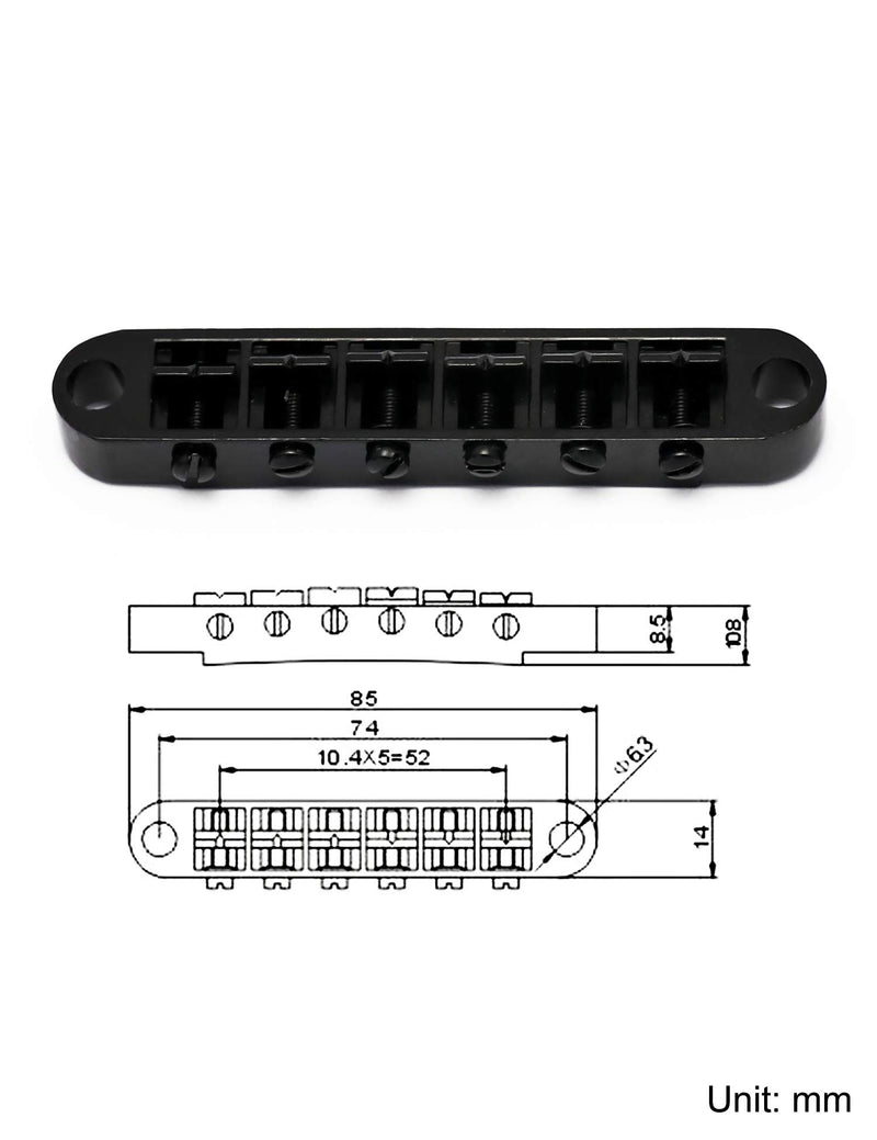 Metallor Tune-O-Matic Electric Guitar Bridge for SG Les Paul LP Style Guitar Parts Replacement. (Black) Black