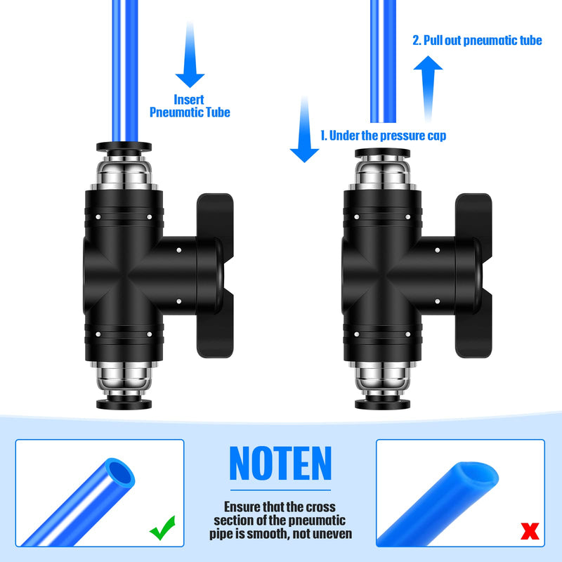 5 Pieces Pneumatic Ball Valve Push to Connect Fittings Ball Valve PVC Air Flow Control Valve Air Fittings Straight Quick Connect Union Air Quick Connect Air Hose Fittings (1/4" x 1/4" OD) 5 1/4" x 1/4" OD