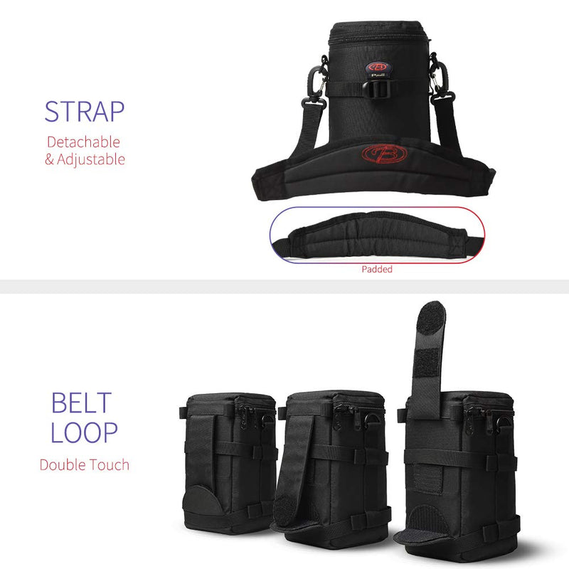 Camera Lens Case DSLR Camera Lens Bag Fits for Canon Nikon Pentax Sony Olympus Panasonic and Other Camera Lens BL-0006