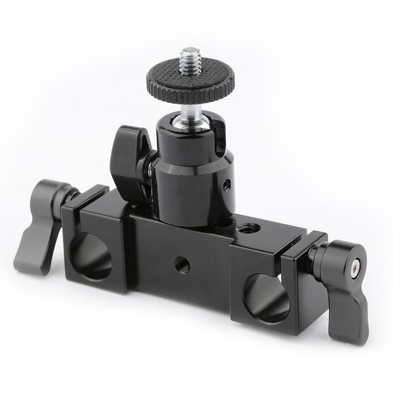 CAMVATE 15mm Rod Clamp Railblock Articulated 1/4 Hot Shoe Mount Mini Ball Head for Camear Flash Bracket Holder(Black)